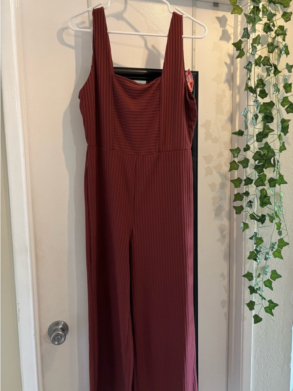 wild fable Ribbed Mauve Wide-Leg Jumpsuit